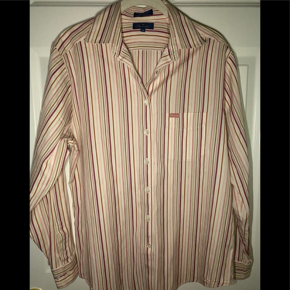 NWOT Faconnable striped button down blouse.